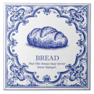 Italiaanse Broodkeuken Zegen Blauw Tegeltje