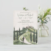 Italiaanse bruid & bruidegom cyprus heuvel bruilof kaart (Staand voorkant)