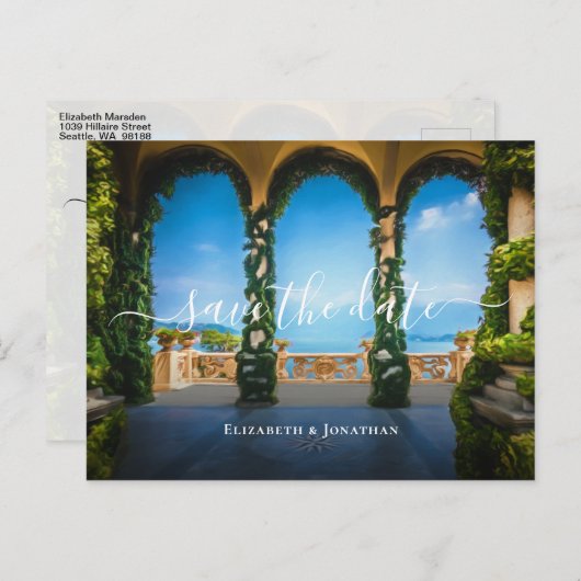 Italiaanse bruidsaarsen in Italië redden datum Aankondigingskaart (Voorkant / Achterkant)