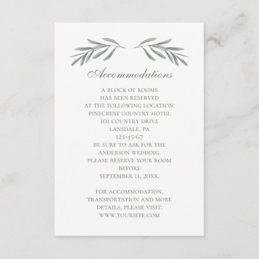 Italiaanse bruiloft accommodaties. Eenvoudige deta Informatiekaartje (Voorkant)