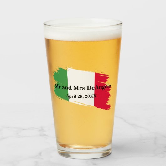 Italiaanse bruiloft achternaam aangepaste vlag kle glas (Voorkant gevuld)