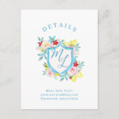 Italiaanse bruiloft details Amalfi Monogram Crest Informatiekaartje (Voorkant)