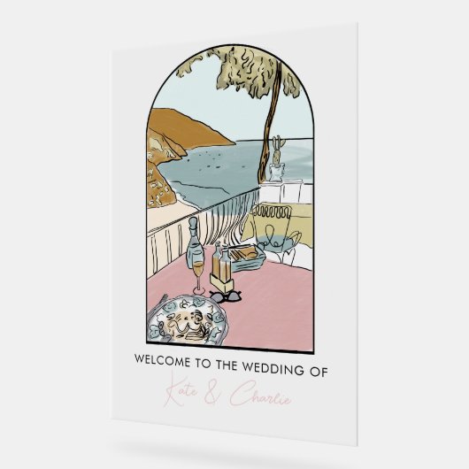 Italiaanse bruiloft welkom acryl bord (Hoek)