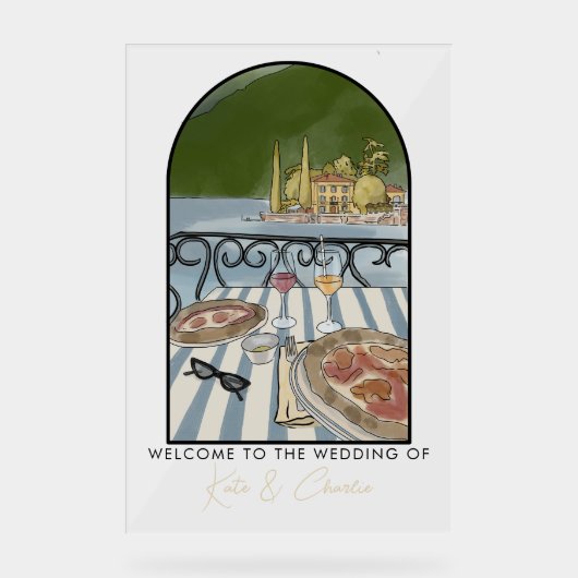 Italiaanse bruiloft welkom acryl bord (Voorkant)