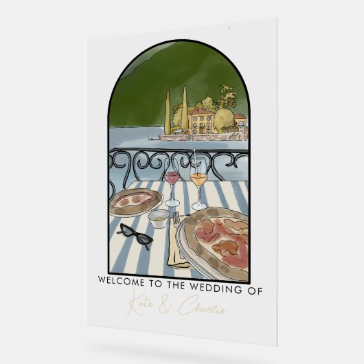 Italiaanse bruiloft welkom acryl bord (Hoek)