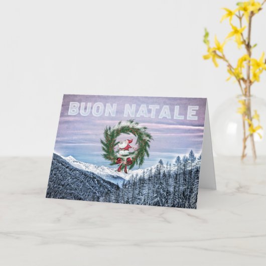 * Italiaanse Buon Natale kerst Kaart (Gele Bloem)