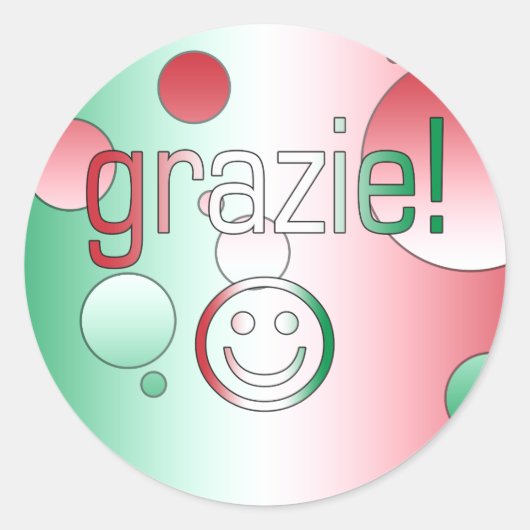 Italiaanse cadeautjes : Dank je wel / Grazie Face Ronde Sticker (Voorkant)
