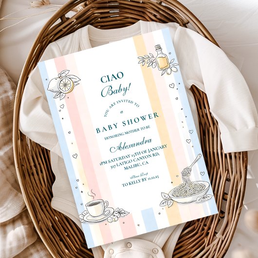 Italiaanse Café Doodle Baby Shower Kaart