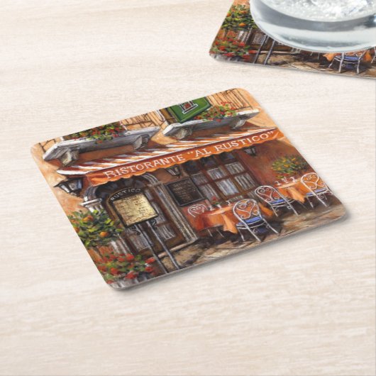 Italiaanse Cafe Fine Art Kartonnen Onderzetters (Schuin)