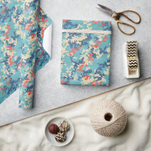Italiaanse Camo Zomer Blauw Uniek Cargo Patroon Cadeaupapier