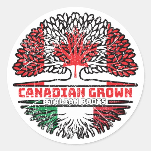 Italiaanse Canadese vlag voor boomstammen in Canad Ronde Sticker (Voorkant)
