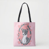 Italiaanse Canvas tas van Greyhound Love Pink (Voorkant)