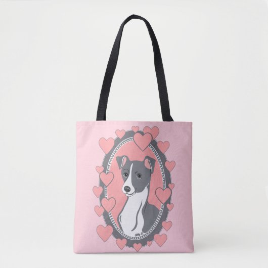 Italiaanse Canvas tas van Greyhound Love Pink (Voorkant)
