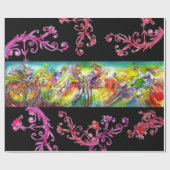 ITALIAANSE CARNIVAL DANCE, RODE PAARSE VLOERSWIRLS CADEAUPAPIER (Vlak)