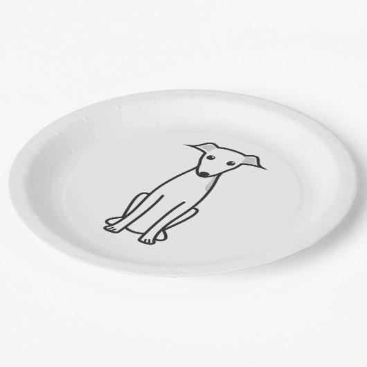 Italiaanse Cartoon Greyhound Dog Papieren Bordje (Gekanteld)