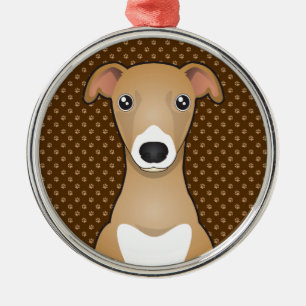 Italiaanse Cartoon Greyhound Dog Paws Metalen Ornament