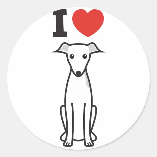 Italiaanse Cartoon Greyhound Dog Ronde Sticker (Voorkant)