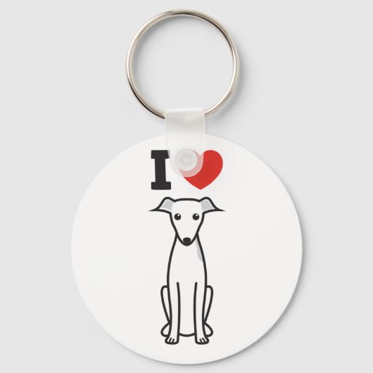 Italiaanse Cartoon Greyhound Dog Sleutelhanger (Voorkant)