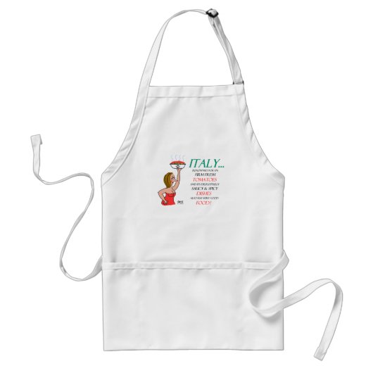Italiaanse Cartoon Kunst voor vrouwen en voedsel i Standaard Schort (Voorkant)