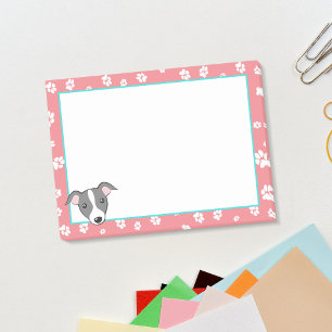 Italiaanse cartoon met windnoop Paw drukt koraal a Post-it® Notes