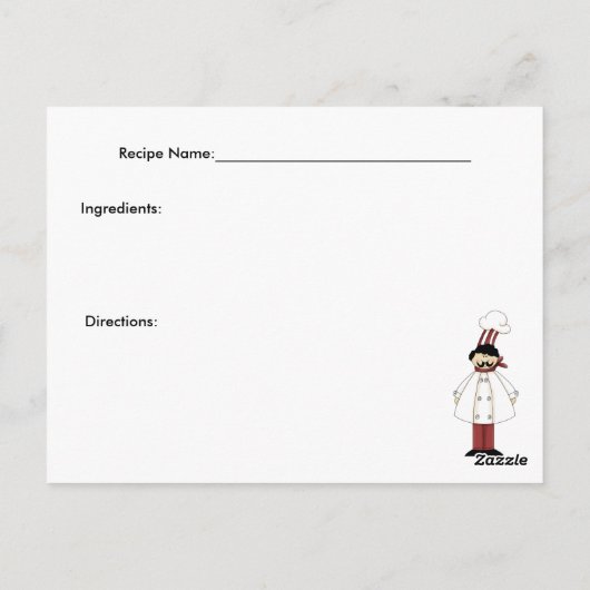 Italiaanse Chef #1 Recipcard Briefkaart (Achterkant)