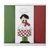 Italiaanse Chef 2 met vlag Tile Tegeltje (Voorkant)