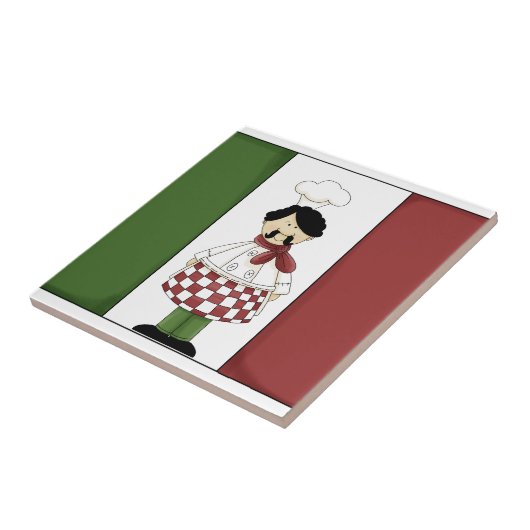 Italiaanse Chef 2 met vlag Tile Tegeltje (Zijkant)