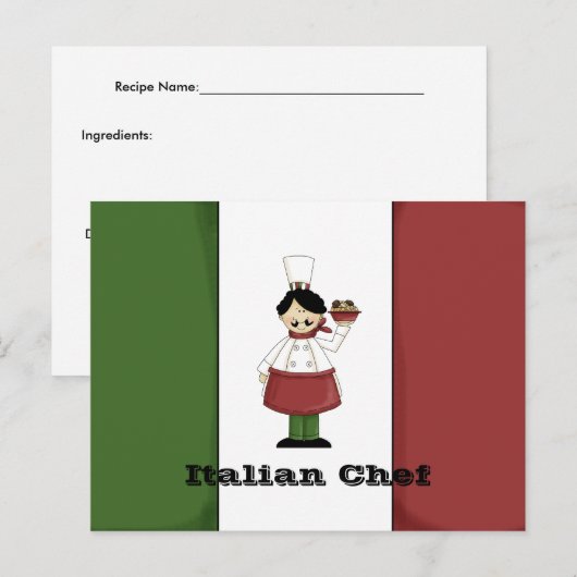 Italiaanse Chef #3 Recipcard Briefkaart (Voorkant / Achterkant)