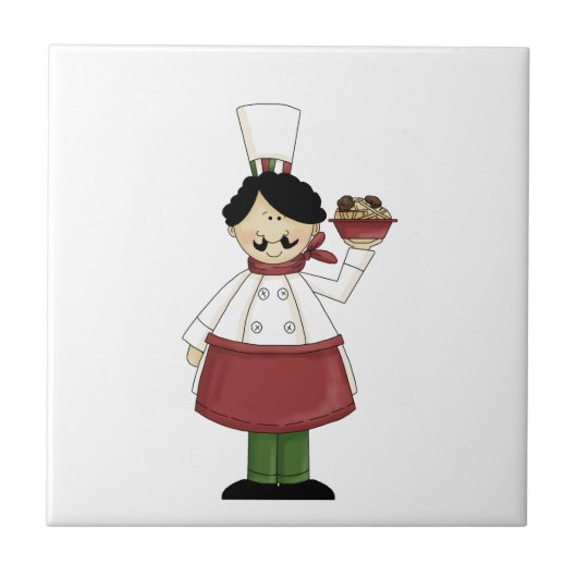 Italiaanse Chef #3 Tile Tegeltje (Voorkant)