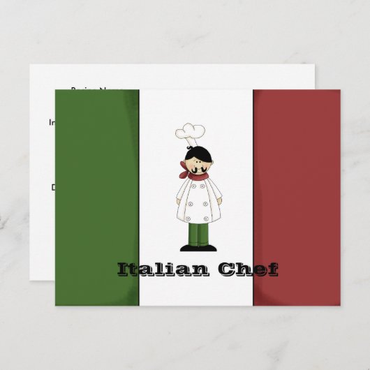 Italiaanse Chef #5 Recipcard Briefkaart (Voorkant / Achterkant)