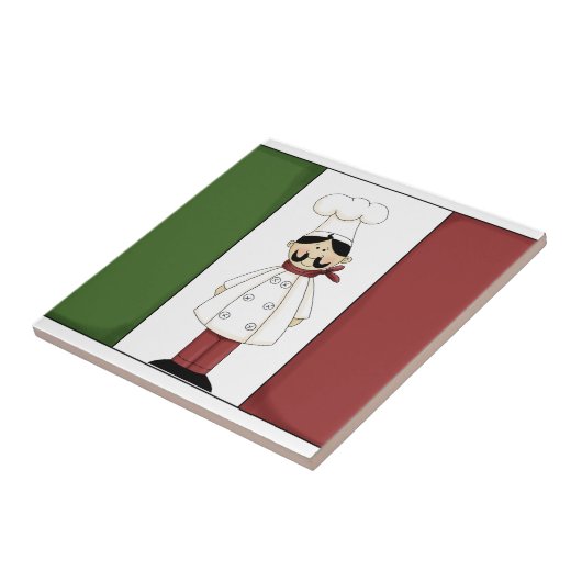 Italiaanse Chef #6 met vlag Tile Tegeltje (Zijkant)