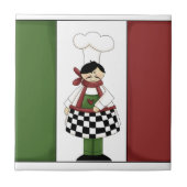 Italiaanse Chef #8 met vlag Tile Tegeltje (Voorkant)