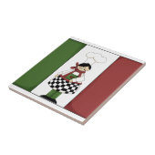 Italiaanse Chef #8 met vlag Tile Tegeltje (Zijkant)