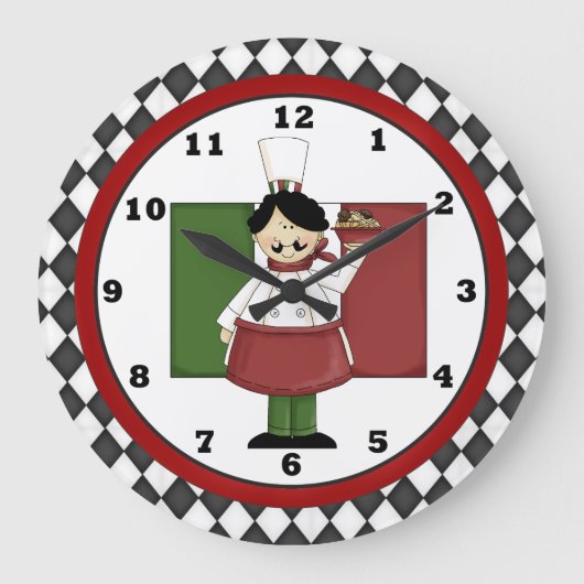 Italiaanse Chef Clock 3 Grote Klok (Voorkant)