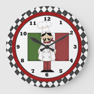 Italiaanse Chef Clock 6 Grote Klok