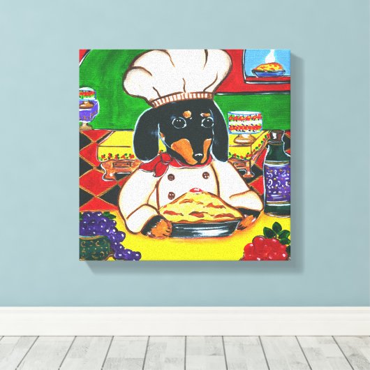 ITALIAANSE CHEF DACHSHUND CANVAS AFDRUK (Insitu (Houten vloer))