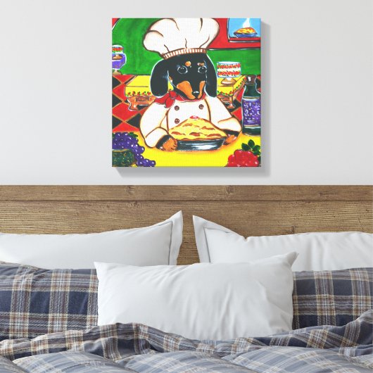 ITALIAANSE CHEF DACHSHUND CANVAS AFDRUK (Insitu (Slaapkamer))