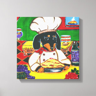 ITALIAANSE CHEF DACHSHUND CANVAS AFDRUK