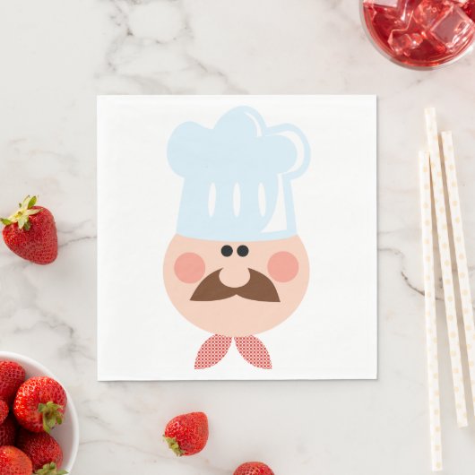 Italiaanse chef gezicht met snor en hoed servetten (Insitu)