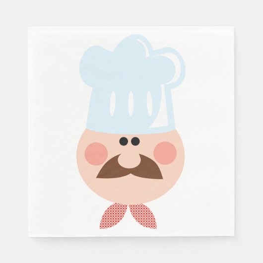 Italiaanse chef gezicht met snor en hoed servetten (Voorkant)