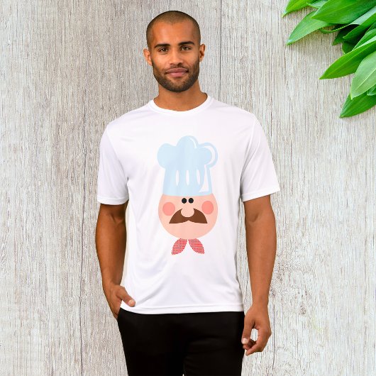 Italiaanse chef gezicht met snor en hoed t-shirt
