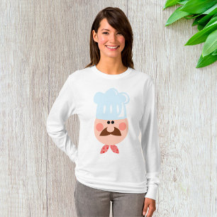 Italiaanse chef gezicht met snor en hoed t-shirt
