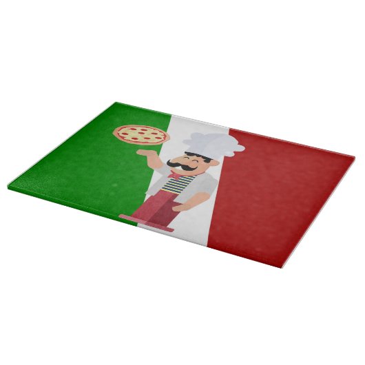 Italiaanse chef-kok en pizza snijplank (Hoek)