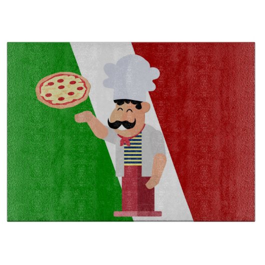 Italiaanse chef-kok en pizza snijplank (Voorkant)