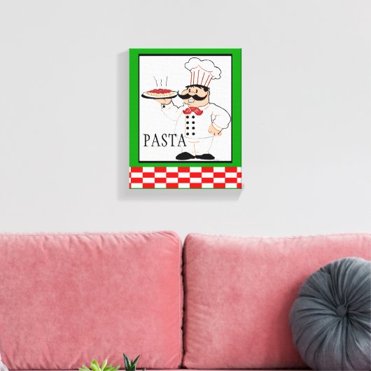 Italiaanse chef-kok-pasta canvas afdruk (Insitu (Woonkamer))