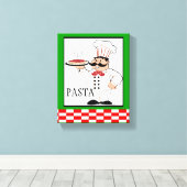 Italiaanse chef-kok-pasta canvas afdruk (Insitu (Houten vloer))