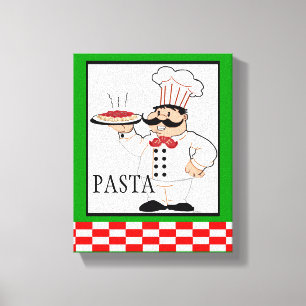 Italiaanse Chef-Pasta Canvas Afdruk