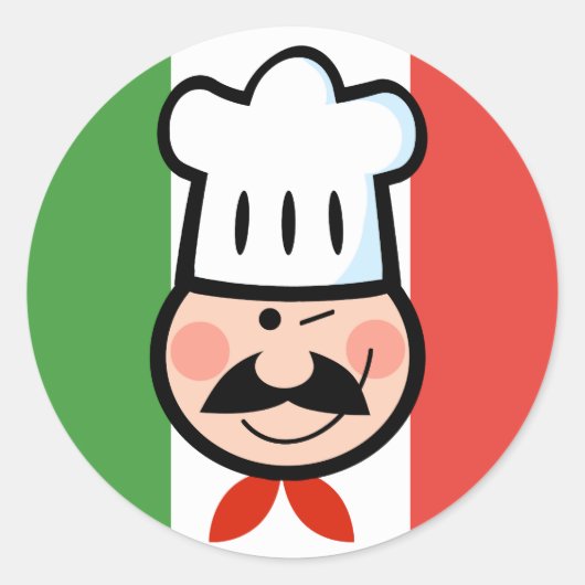 Italiaanse Chef Ronde Sticker (Voorkant)