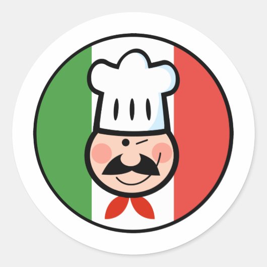 Italiaanse Chef Ronde Sticker (Voorkant)