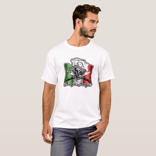 Italiaanse Chef Skull: Mangia. Mangia. T-shirt (Voorkant volledig)
